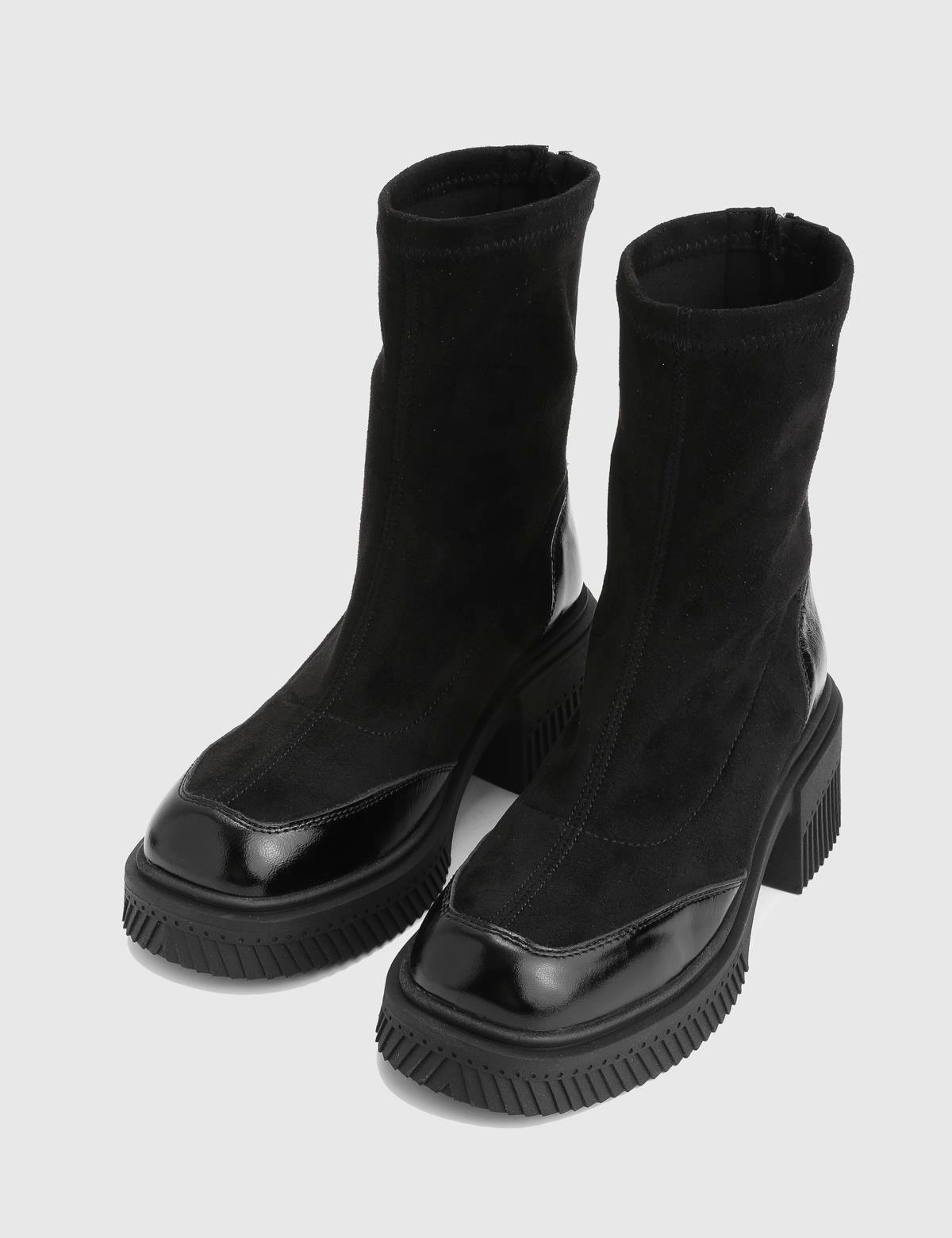 Breade Black Patent Leather Suede Women's Heeled Boot