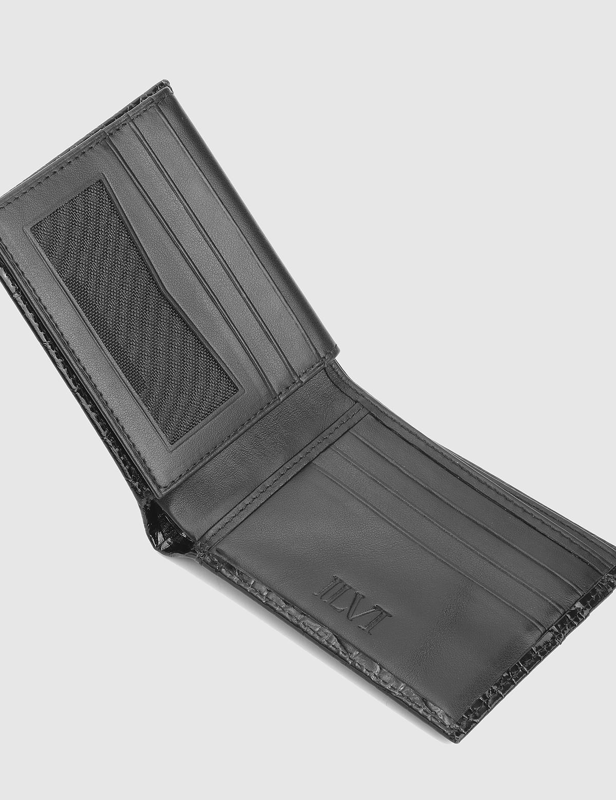 Breda Black Leather Crocodile Men's Wallet