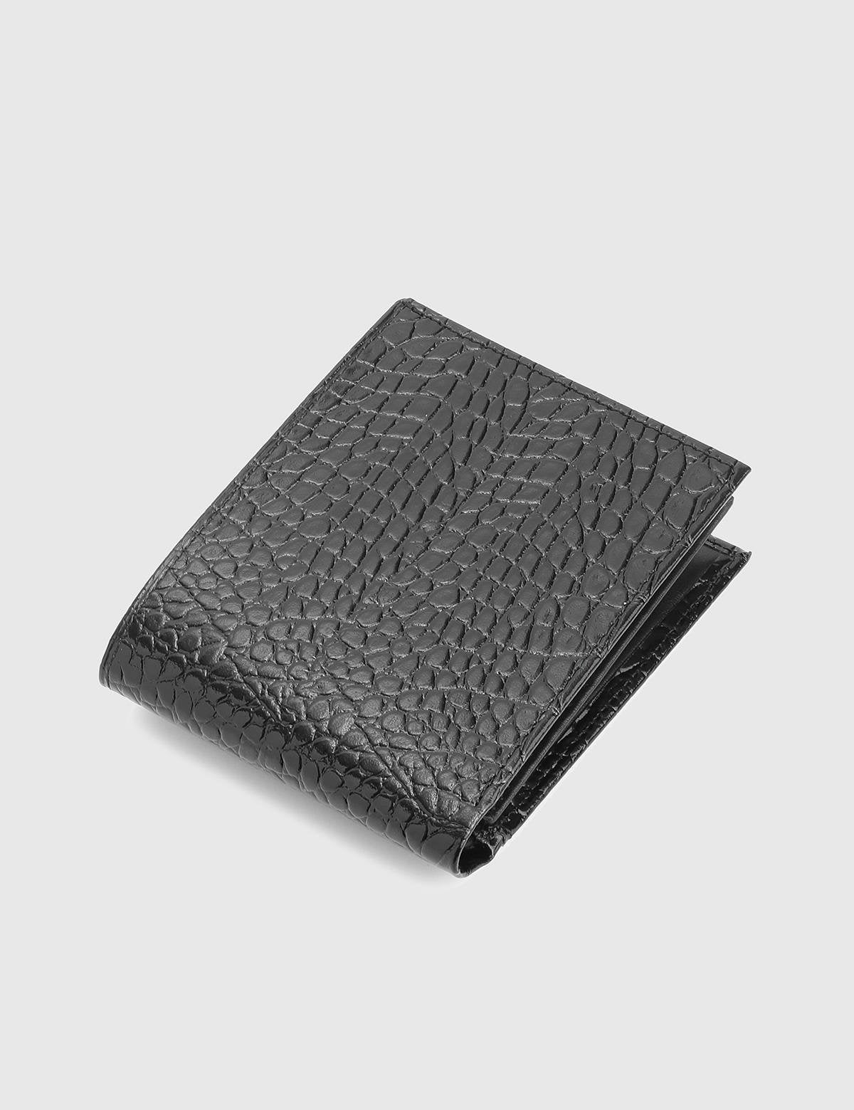 Breda Black Leather Crocodile Men's Wallet