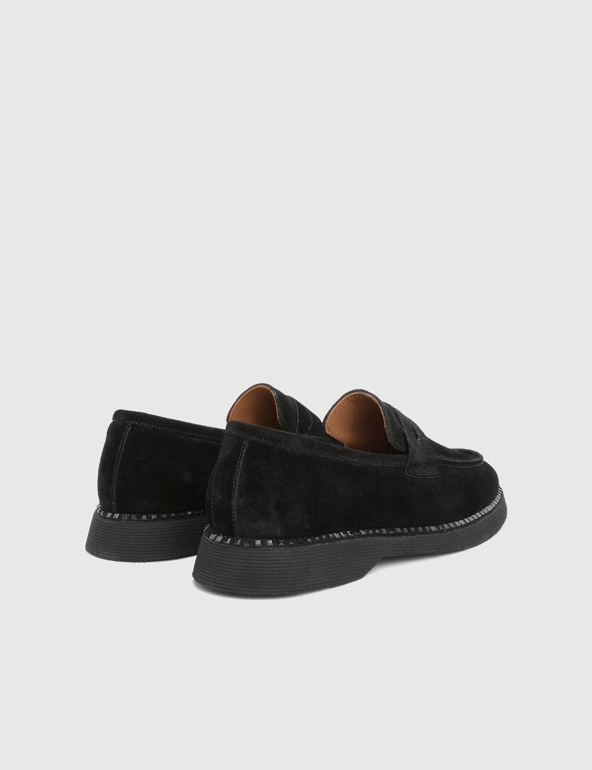 Buckle Black Suede Leather Women's Loafer