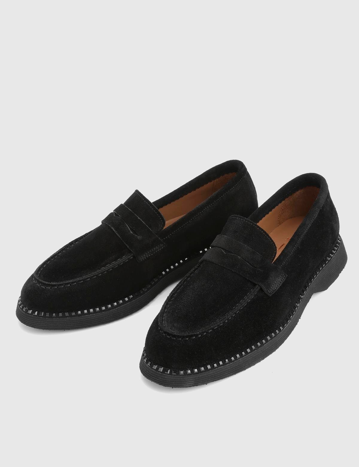 Buckle Black Suede Leather Women's Loafer