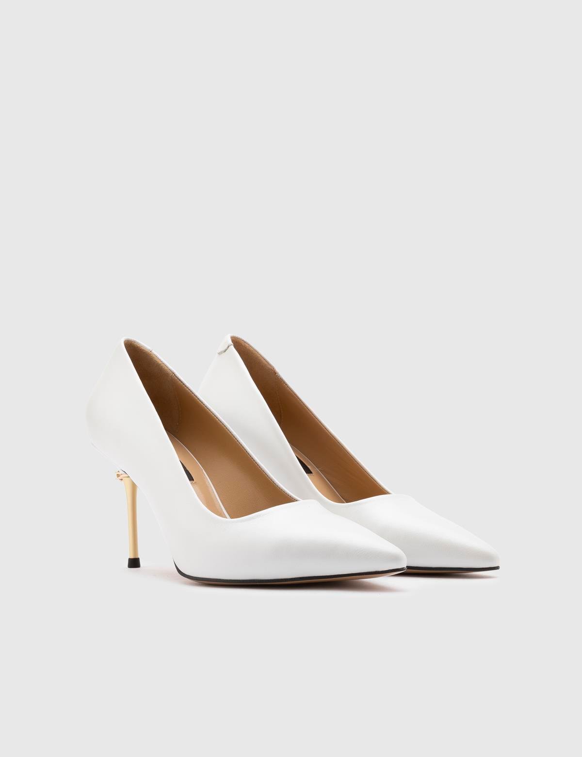 Büge White Leather Women's Pump