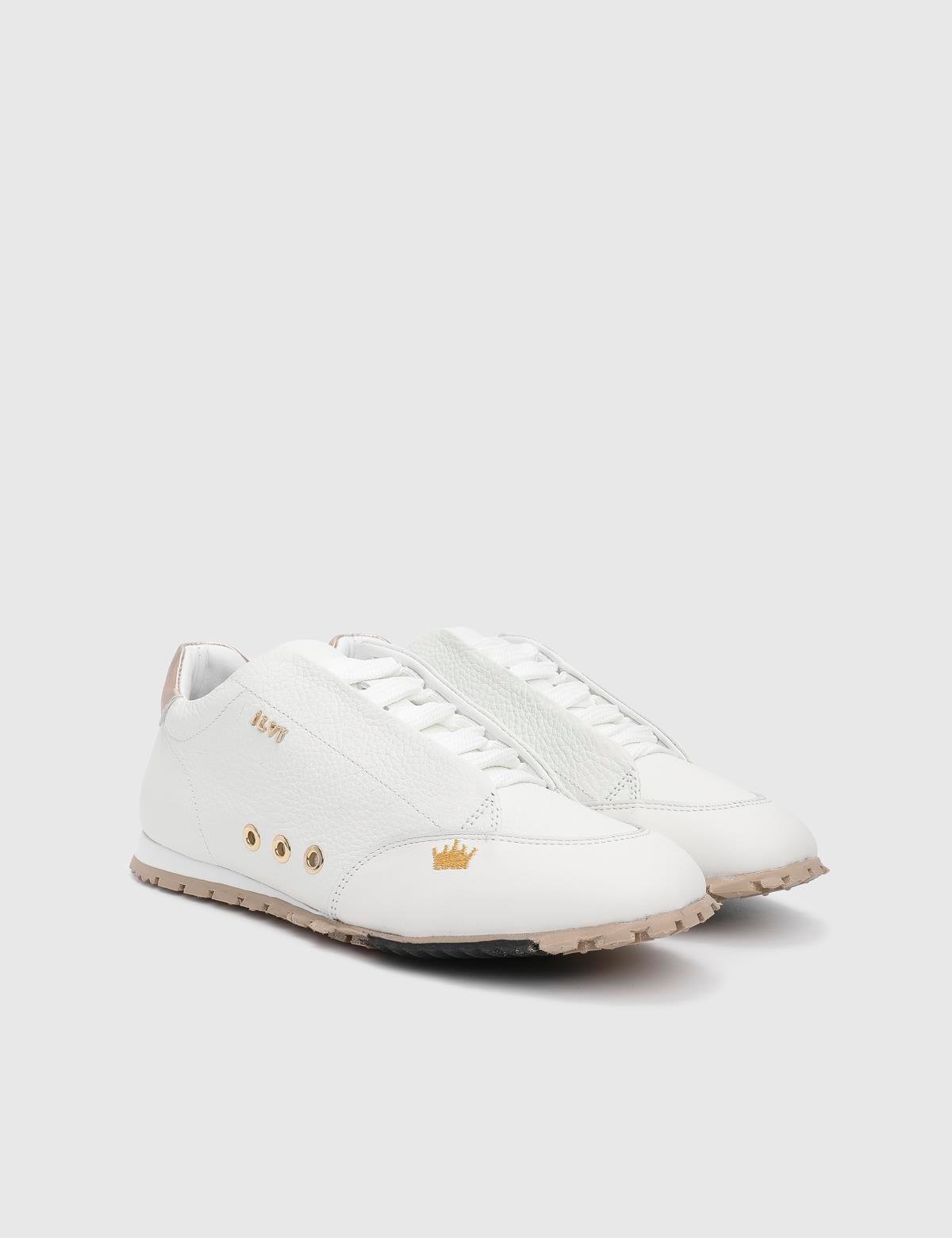 Calisto White Floater Leather Suede Women's Sneaker