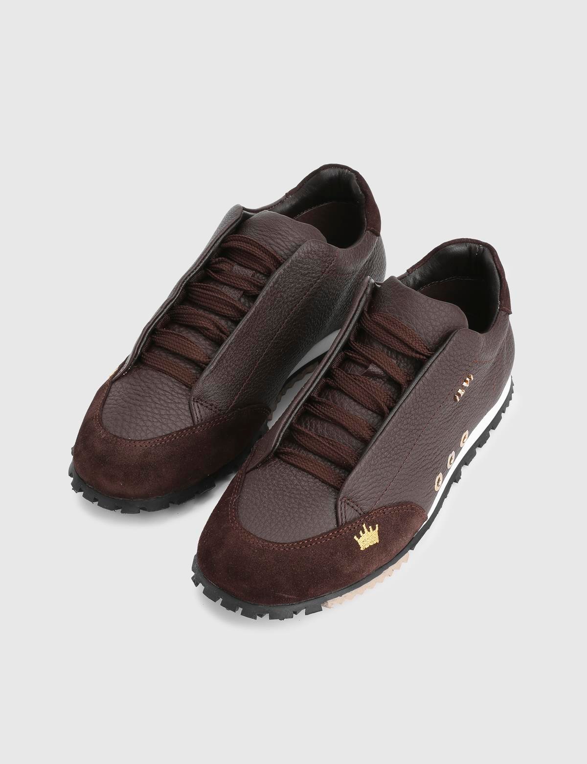 Calisto Brown Floater Leather Suede Women's Sneaker