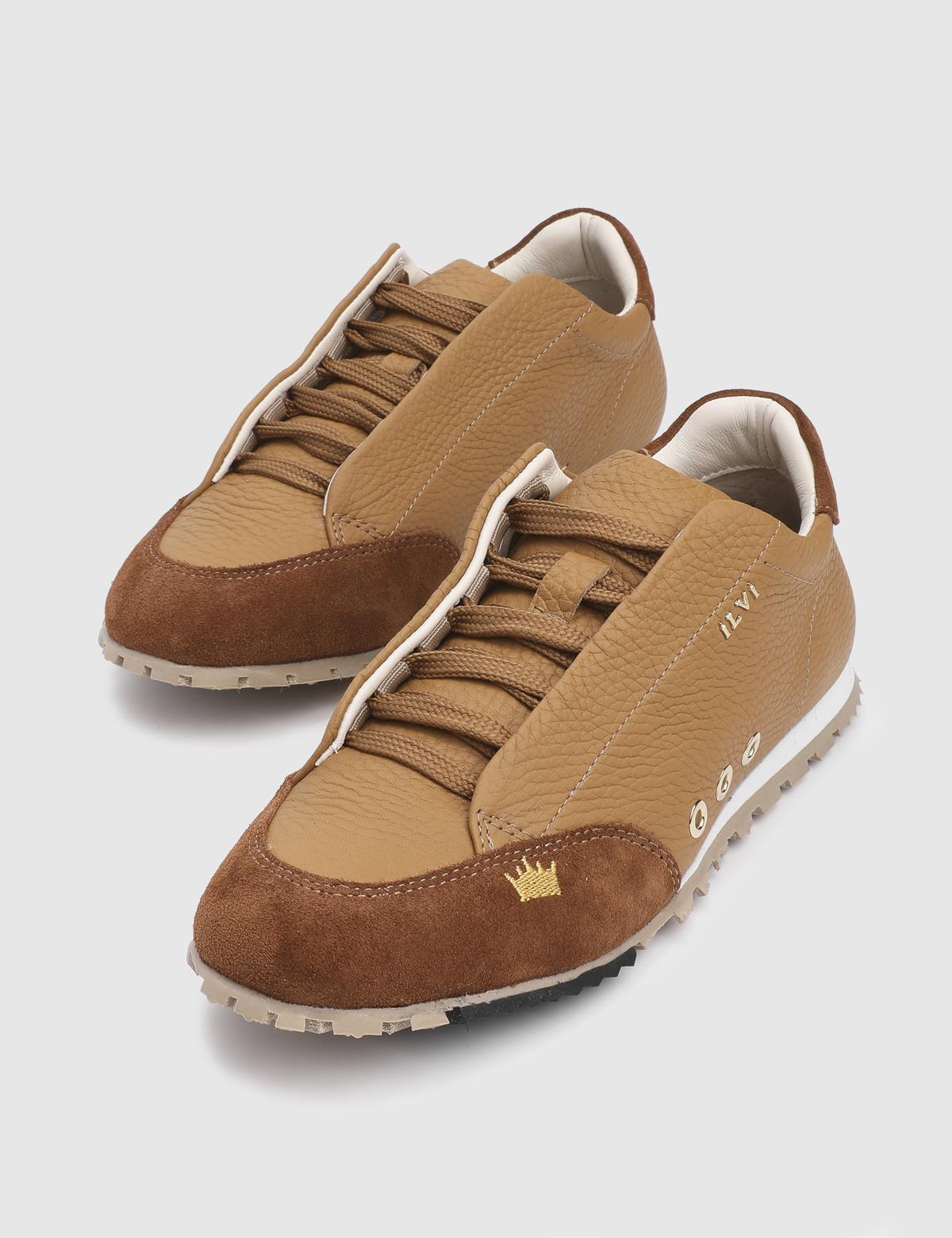 Calisto Saddle Brown Floater Leather Suede Women's Sneaker