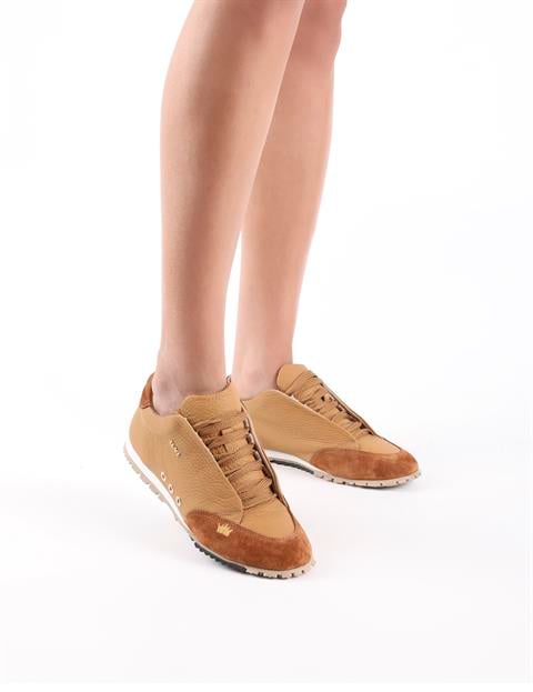 Calisto Saddle Brown Floater Leather Suede Women's Sneaker