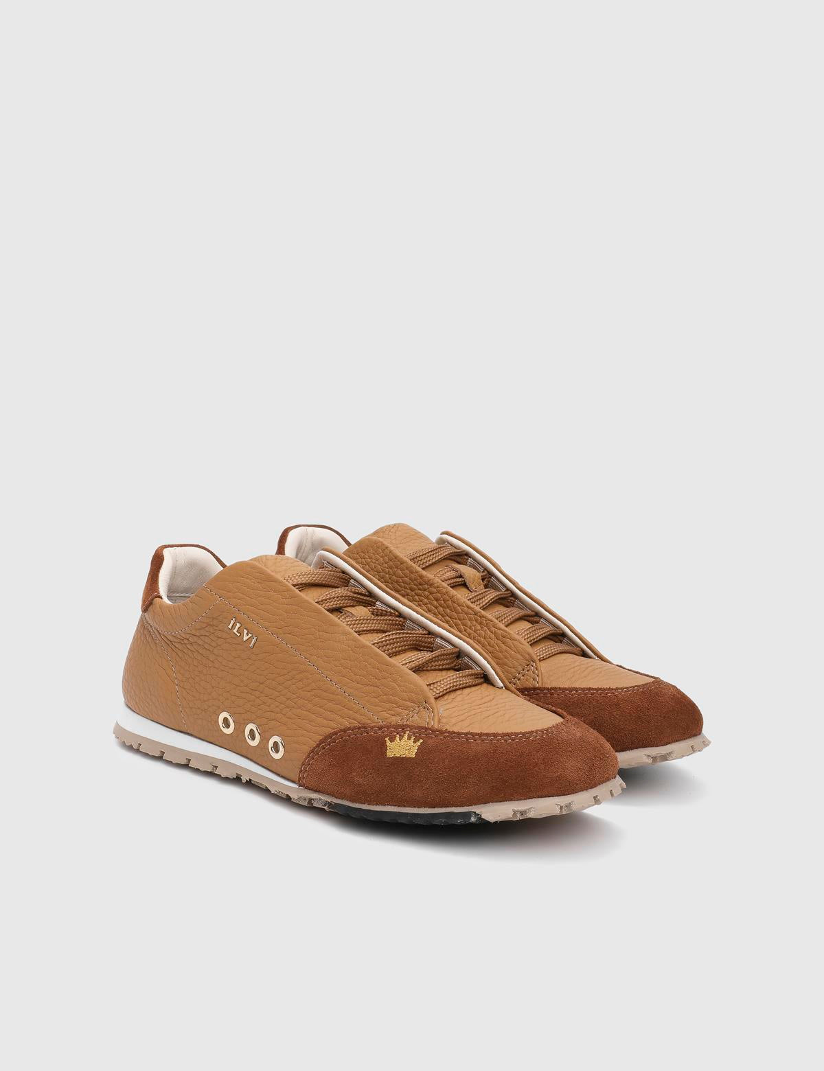 Calisto Saddle Brown Floater Leather Suede Women's Sneaker