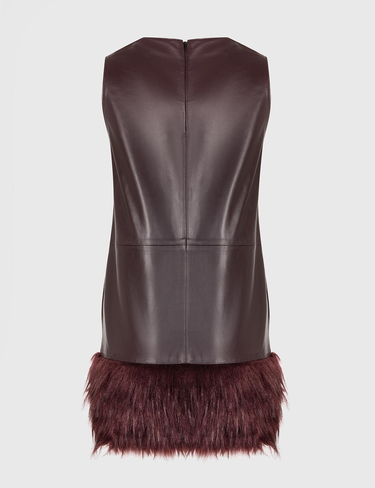 Callia Burgundy Women's Leather Dress