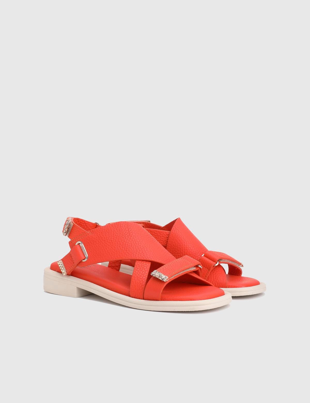 Carcee Orange Floater Leather Women's Sandal