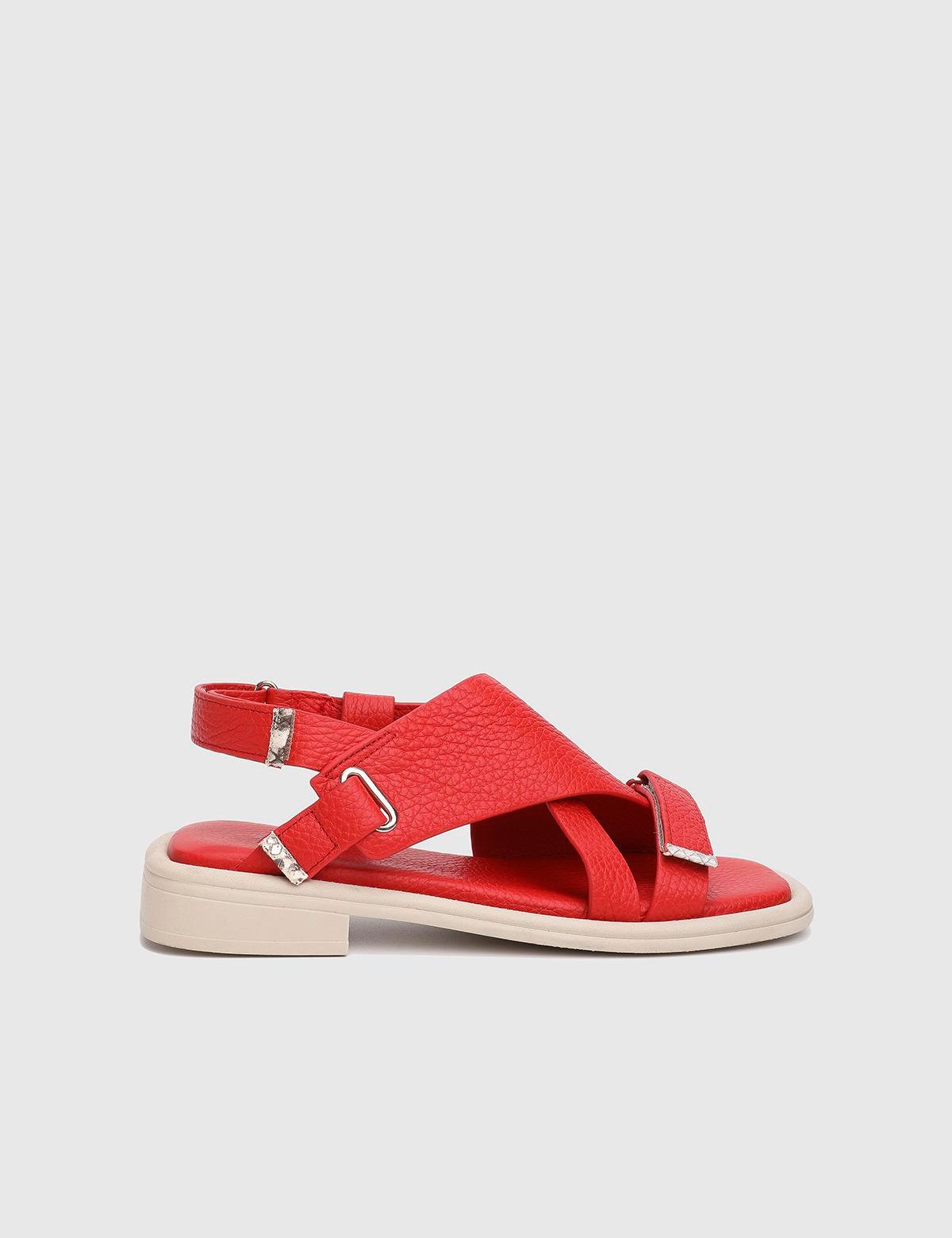 Carcee Red Floater Leather Women's Sandal