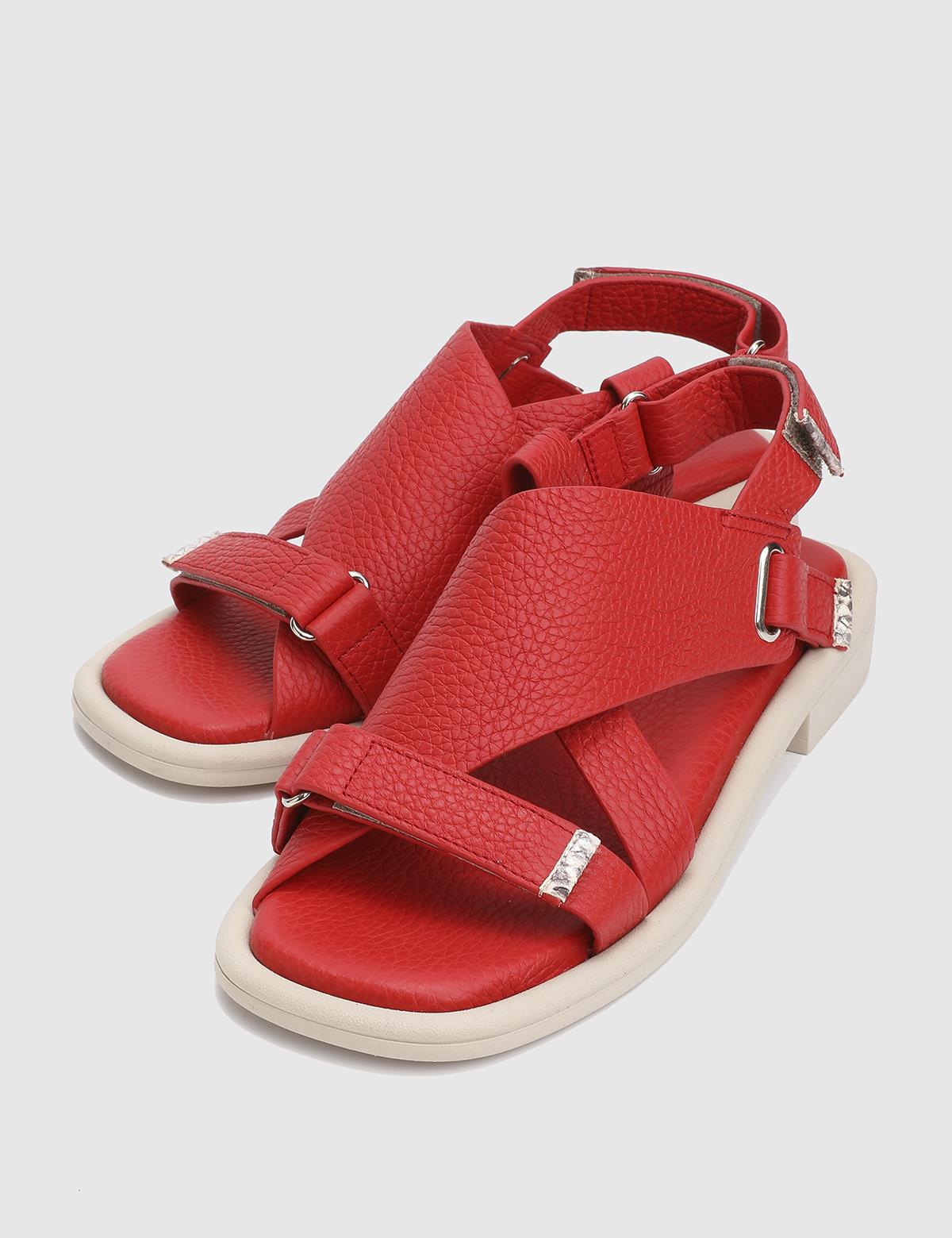Carcee Red Floater Leather Women's Sandal
