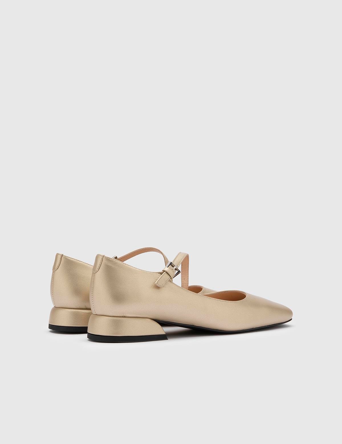Ceiba Gold Leather Women's Ballerina