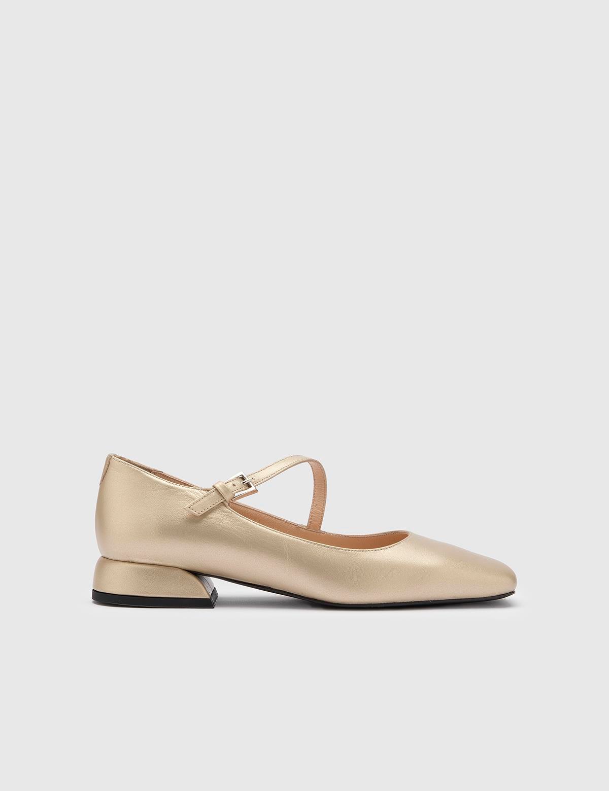 Ceiba Gold Leather Women's Ballerina
