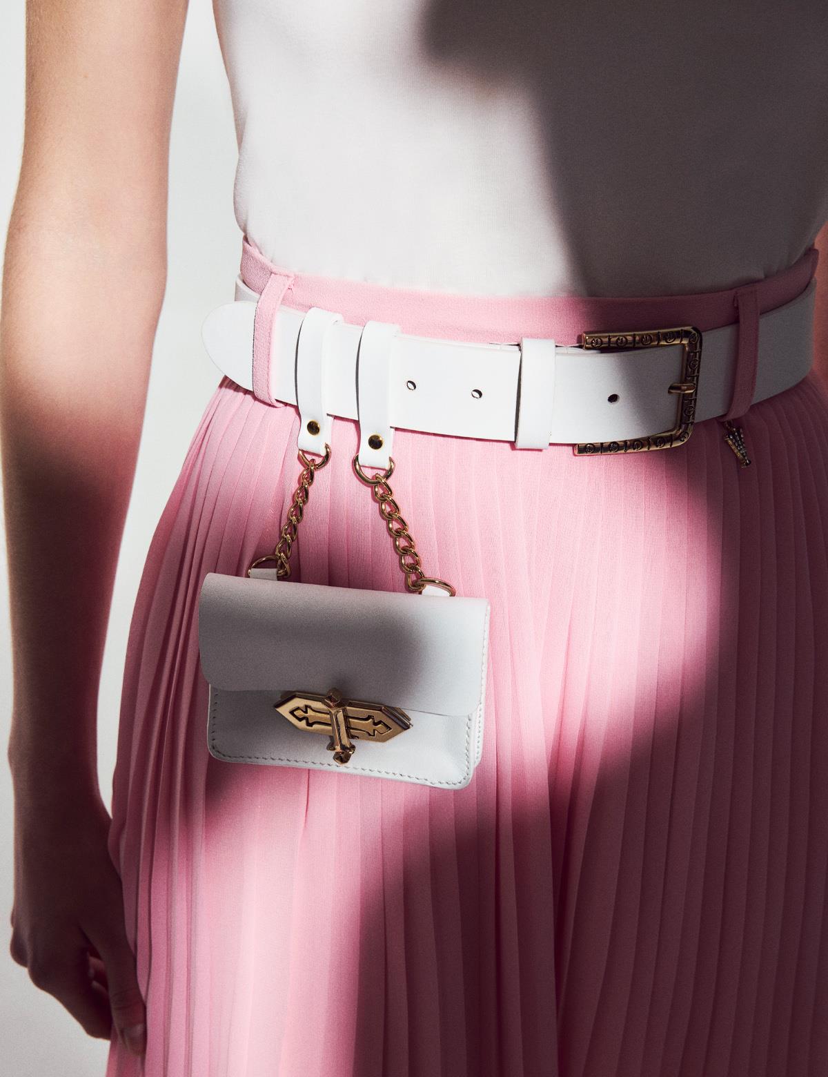 Cle White Leather Women's Belt