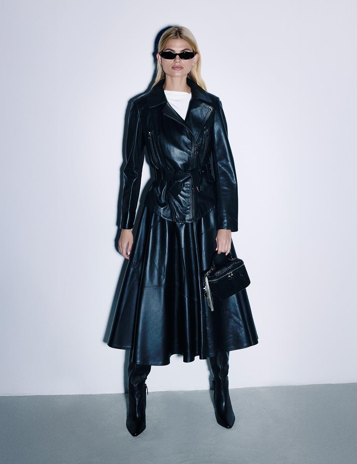 Cral Black Women's Leather Skirt