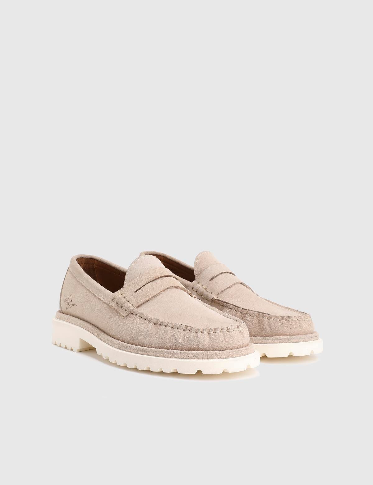 Crowle Beige Suede Leather Men's Loafer