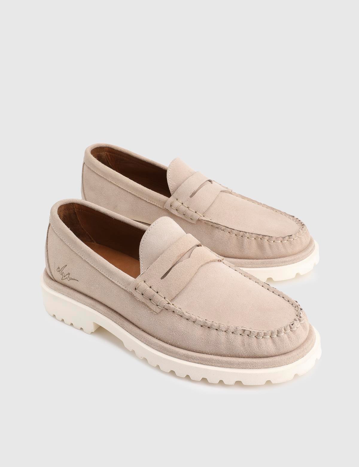 Crowle Beige Suede Leather Men's Loafer