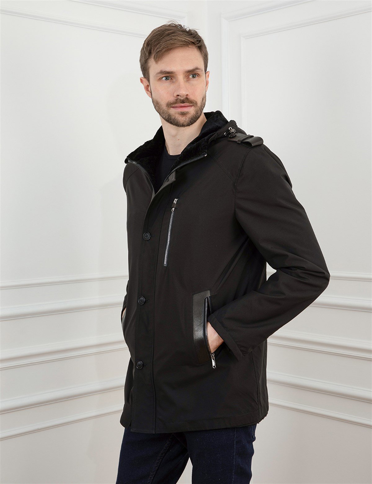 Cusco Black Men's Leather Bomber Jacket