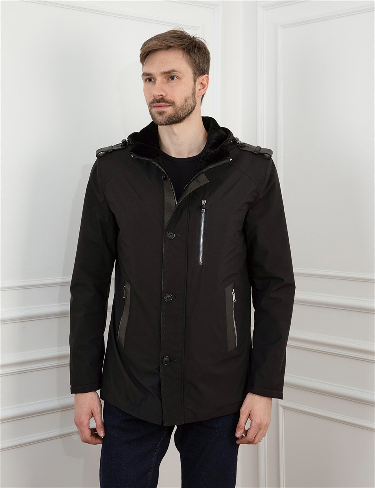 Cusco Black Men's Leather Bomber Jacket