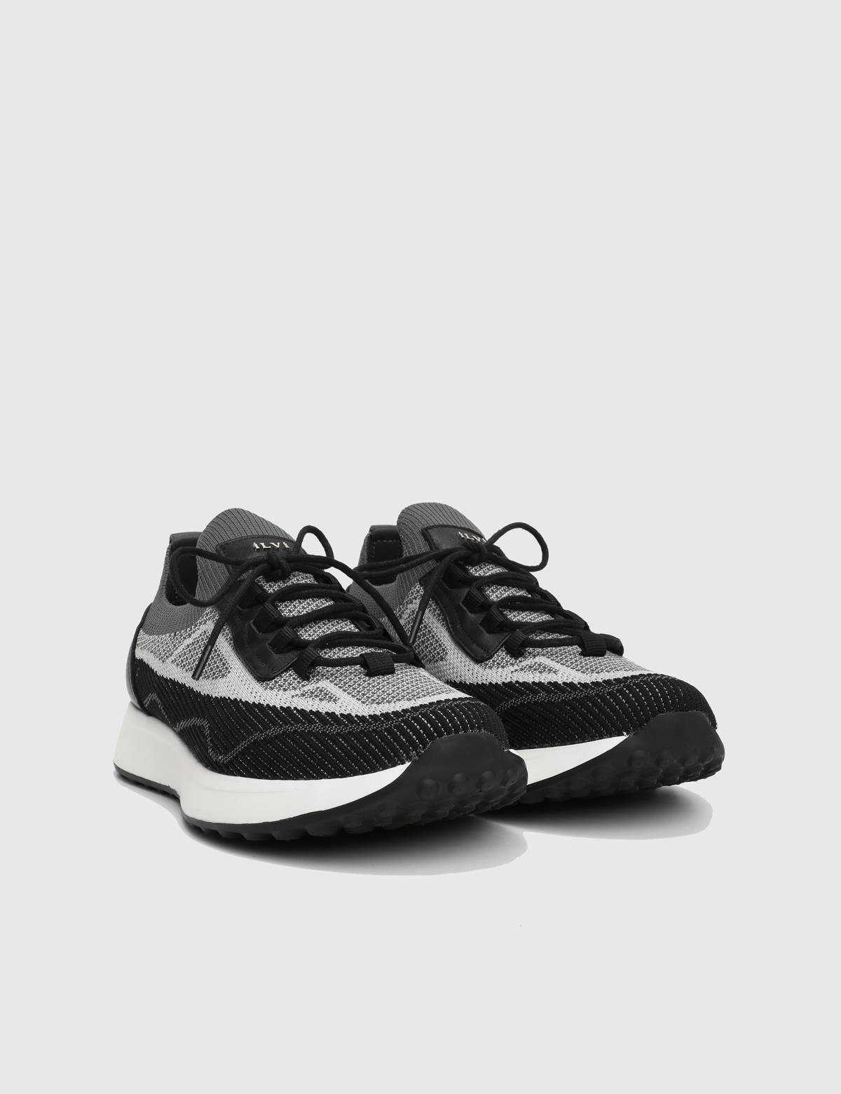 Darwin Black Leather Tricot Men's Sneaker