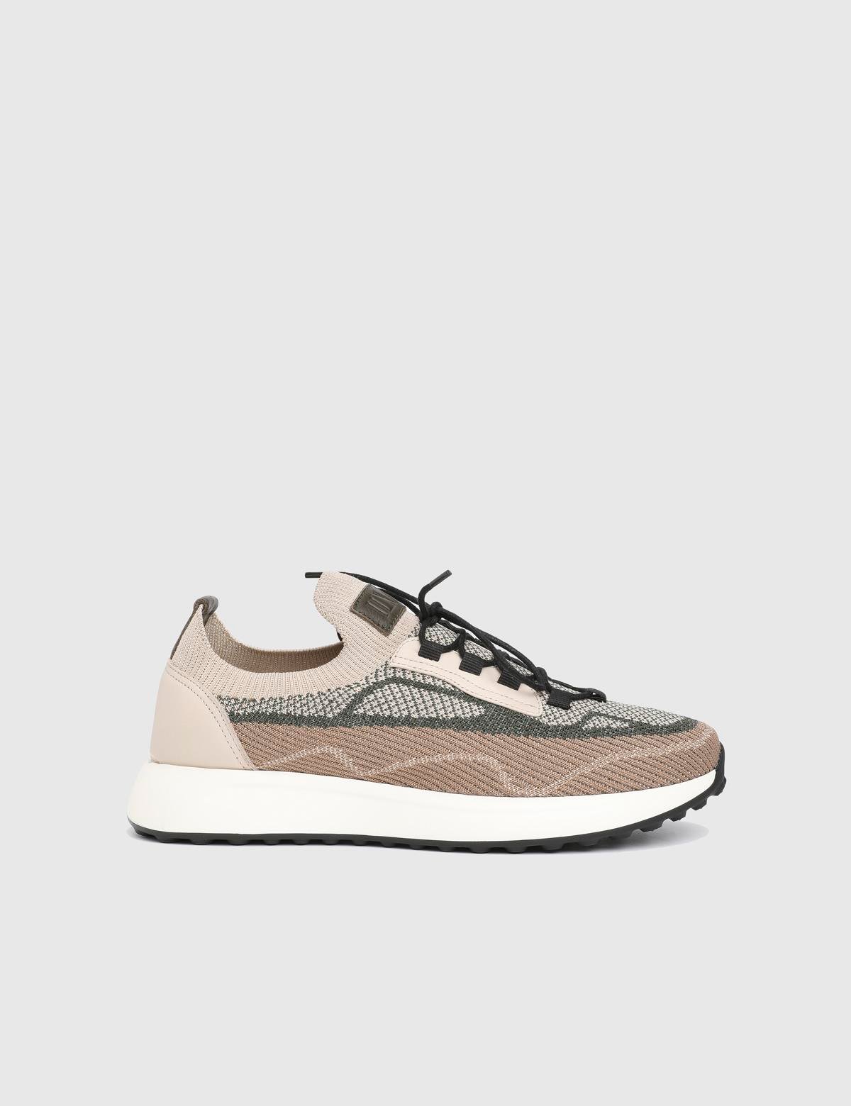 Darwin Beige Leather Tricot Men's Sneaker