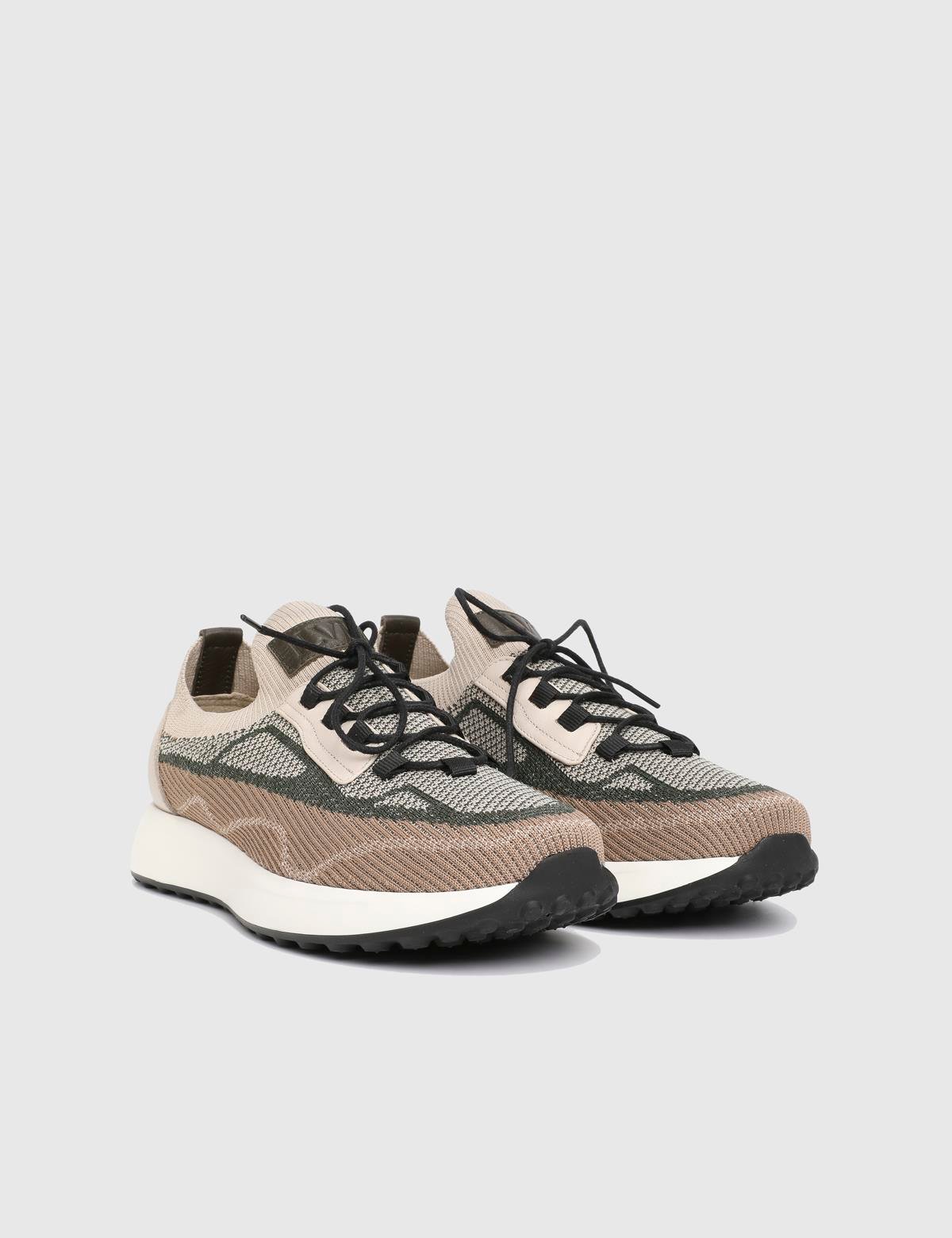Darwin Beige Leather Tricot Men's Sneaker