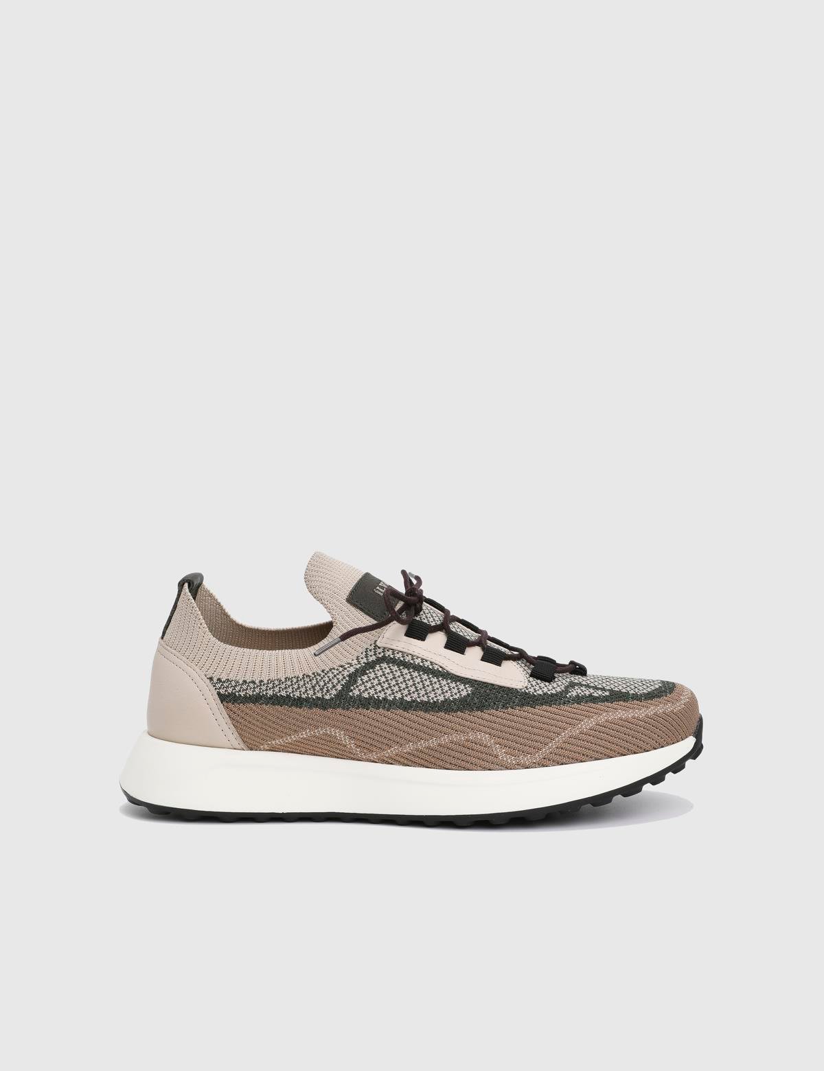 Darwin Beige Leather Tricot Men's Sneaker