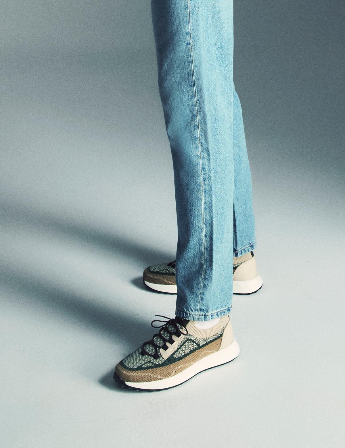 Darwin Beige Leather Tricot Men's Sneaker