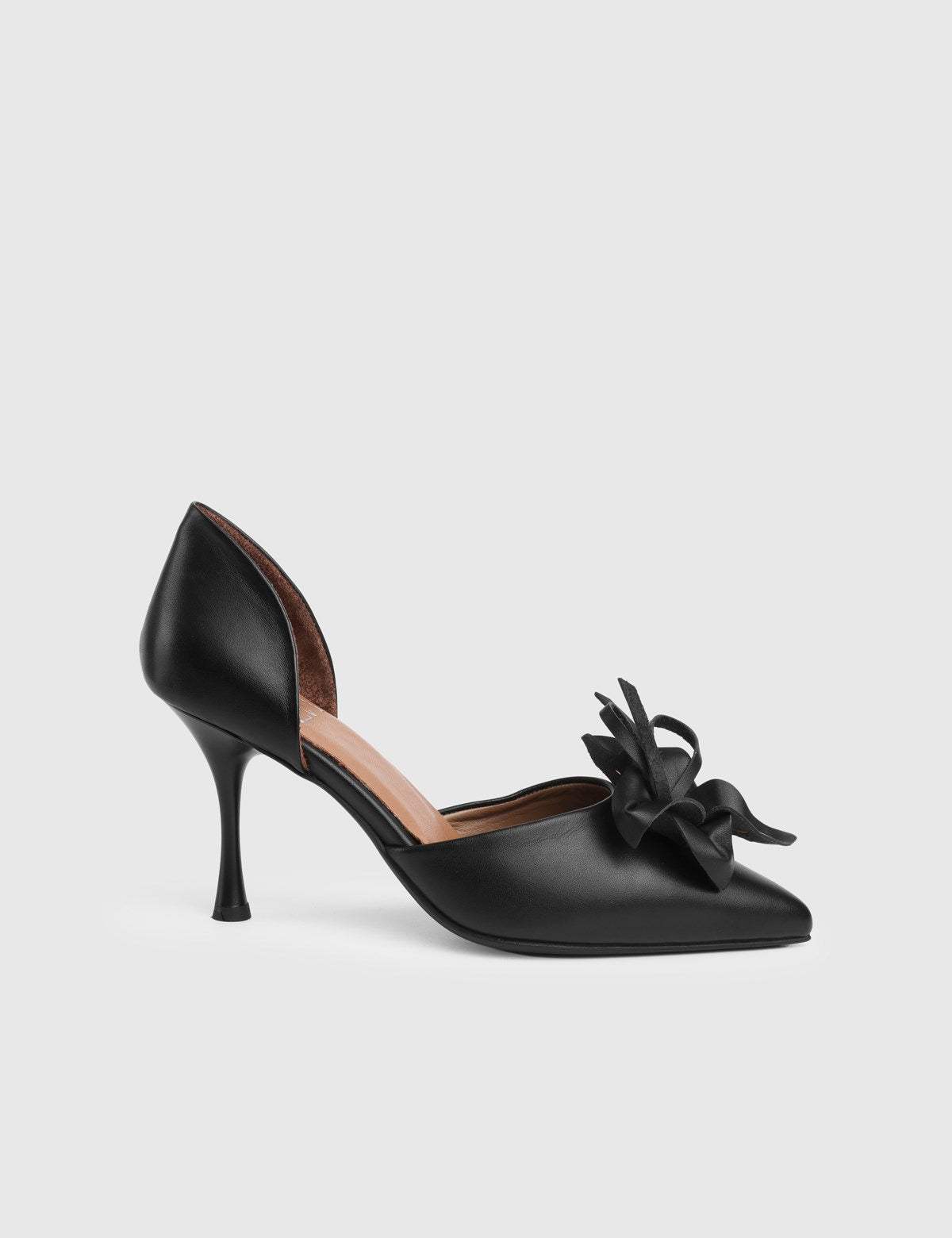 Davina Genuine Leather Women's Black High-Heeled Shoes