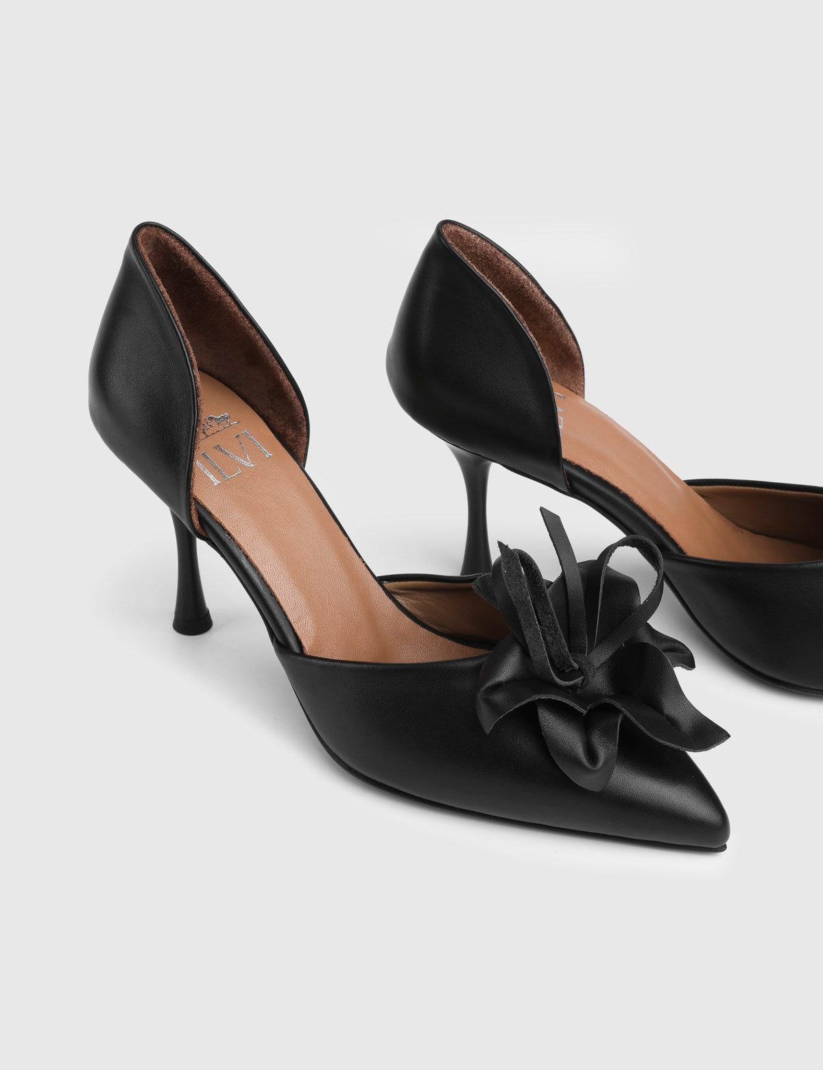 Davina Genuine Leather Women's Black High-Heeled Shoes