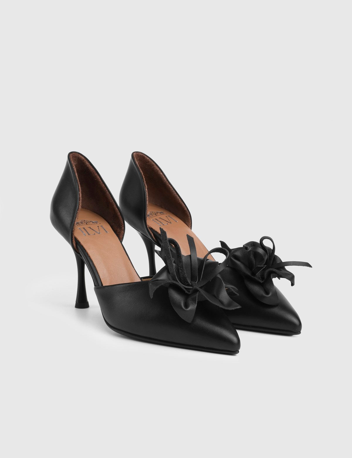 Davina Genuine Leather Women's Black High-Heeled Shoes