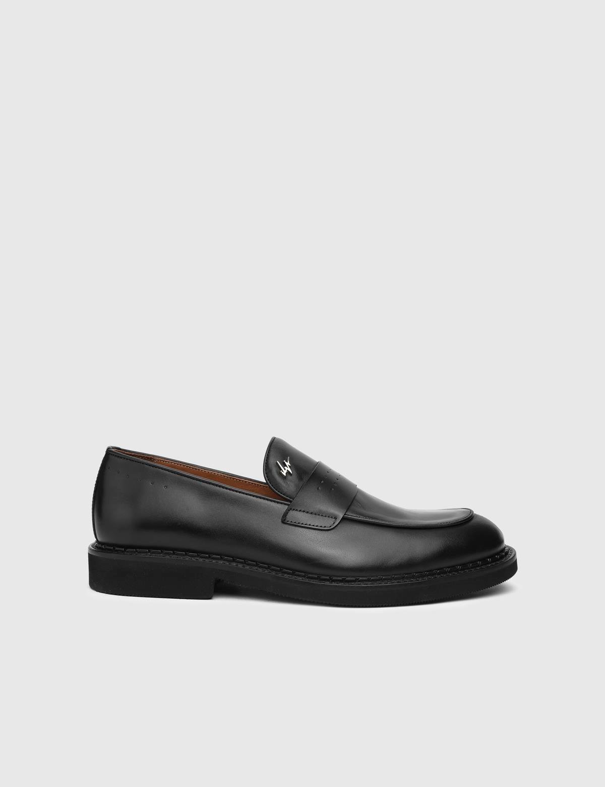 Dawlish Black Leather Men's Loafer