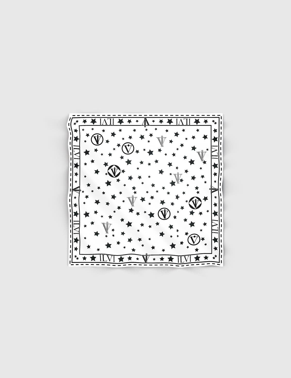 Delemont White-Black Cotton Women's Bandana