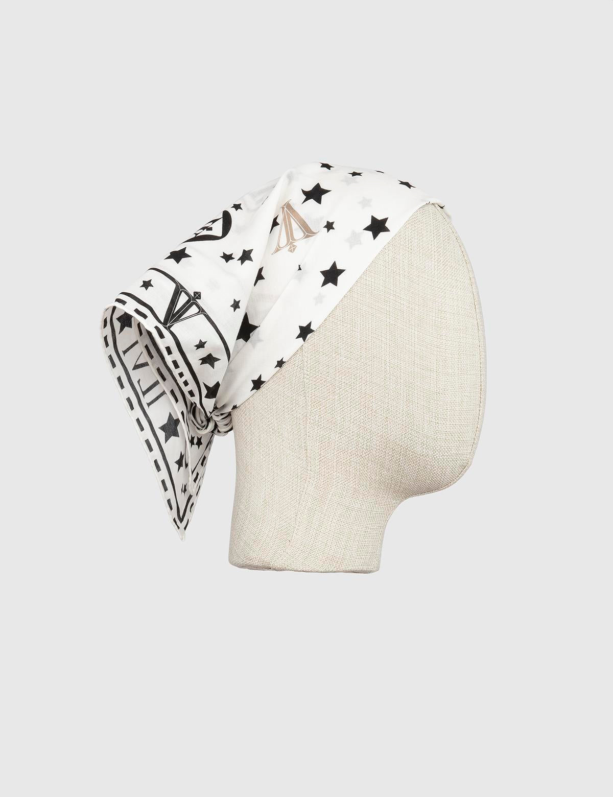 Delemont White-Black Cotton Women's Bandana