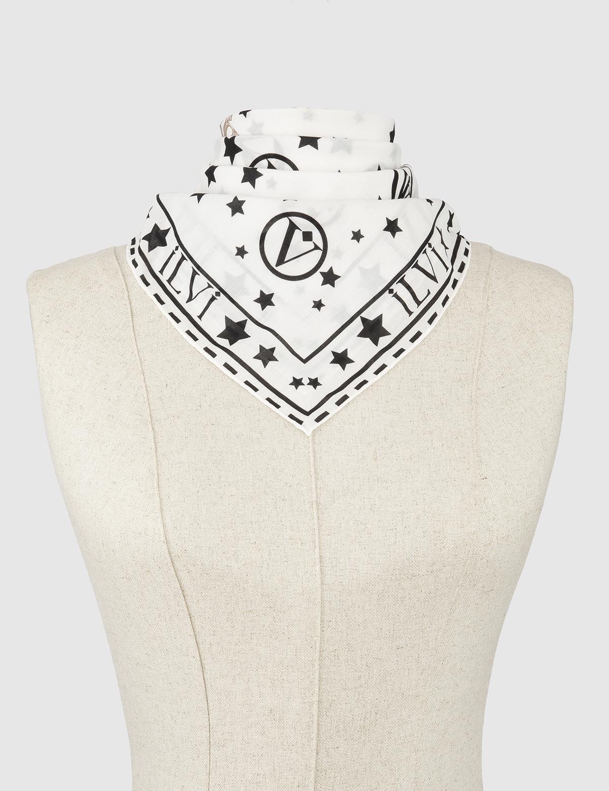 Delemont White-Black Cotton Women's Bandana