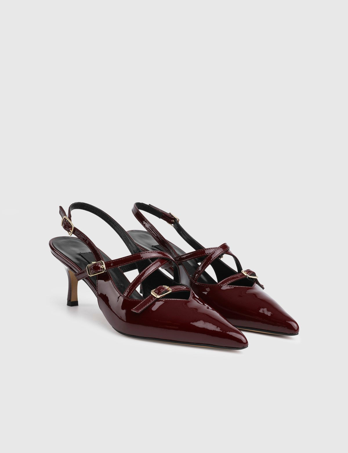 Delora Genuine Patent Leather Women's Burgundy High-Heeled Sandals