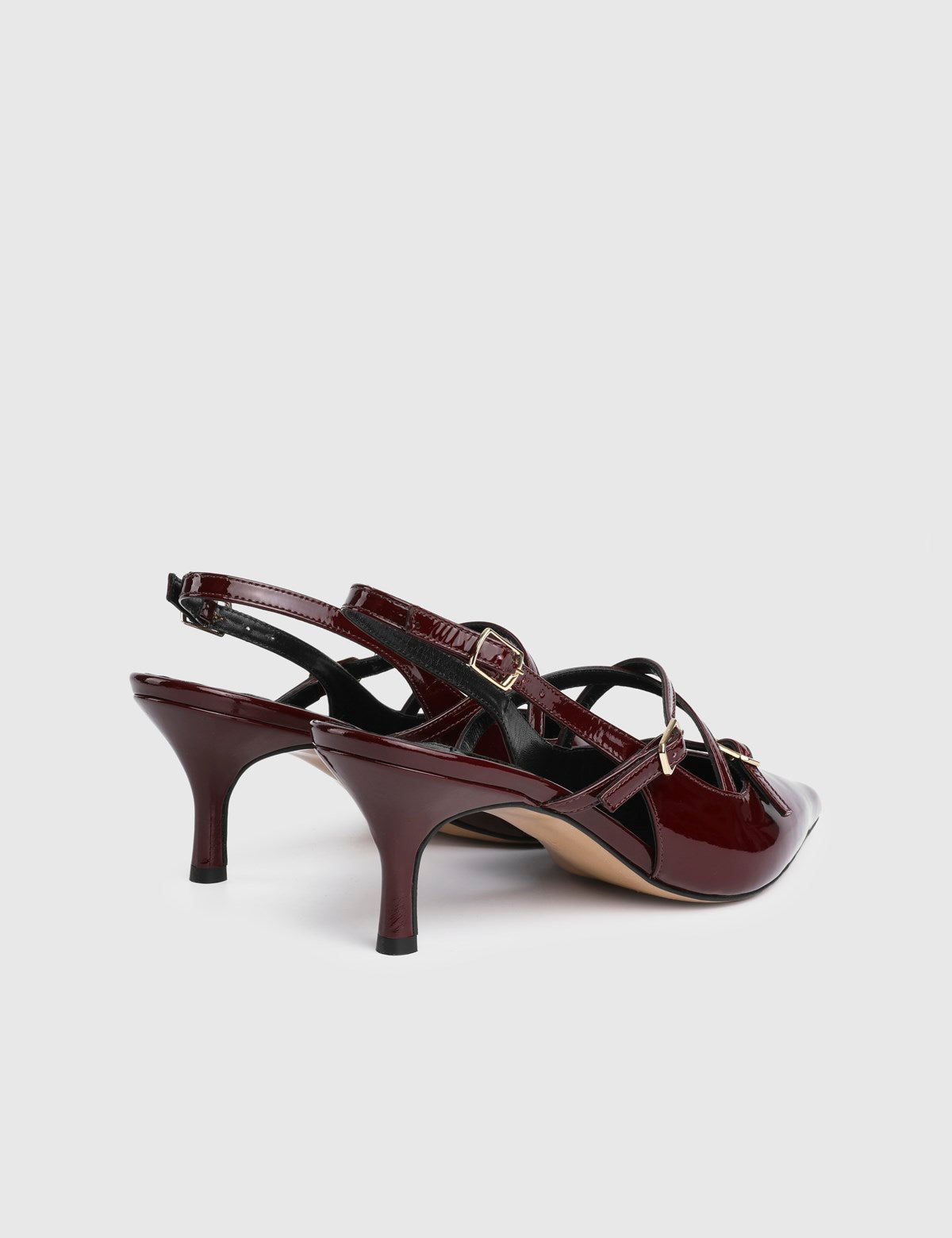Delora Genuine Patent Leather Women's Burgundy High-Heeled Sandals