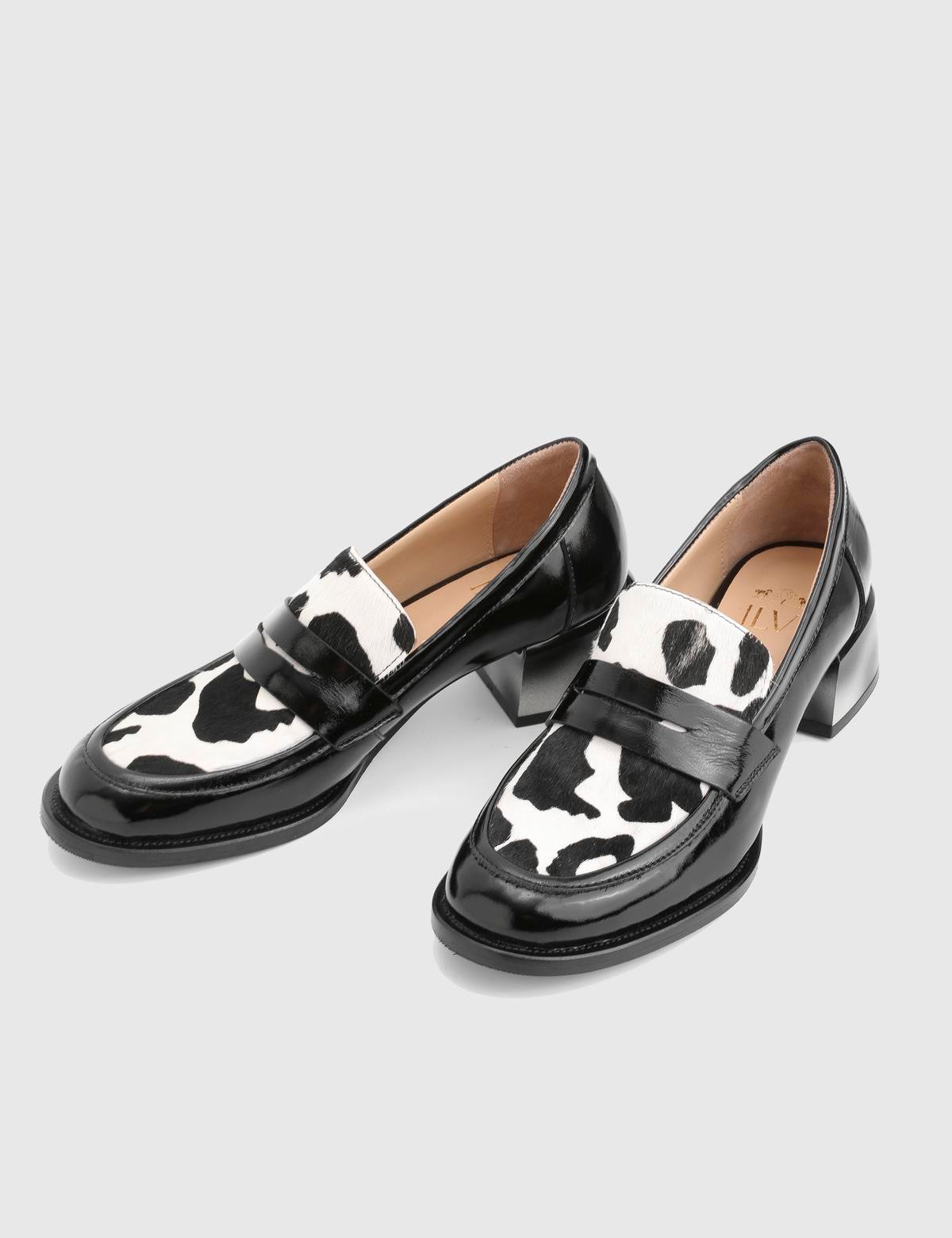 Delores Black Patent Leather Foal Fur Women's Pump