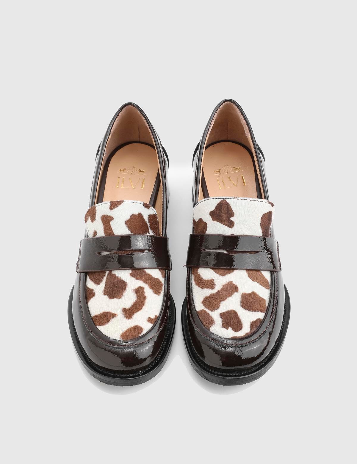 Delores Brown Patent Leather Foal Fur Women's Pump