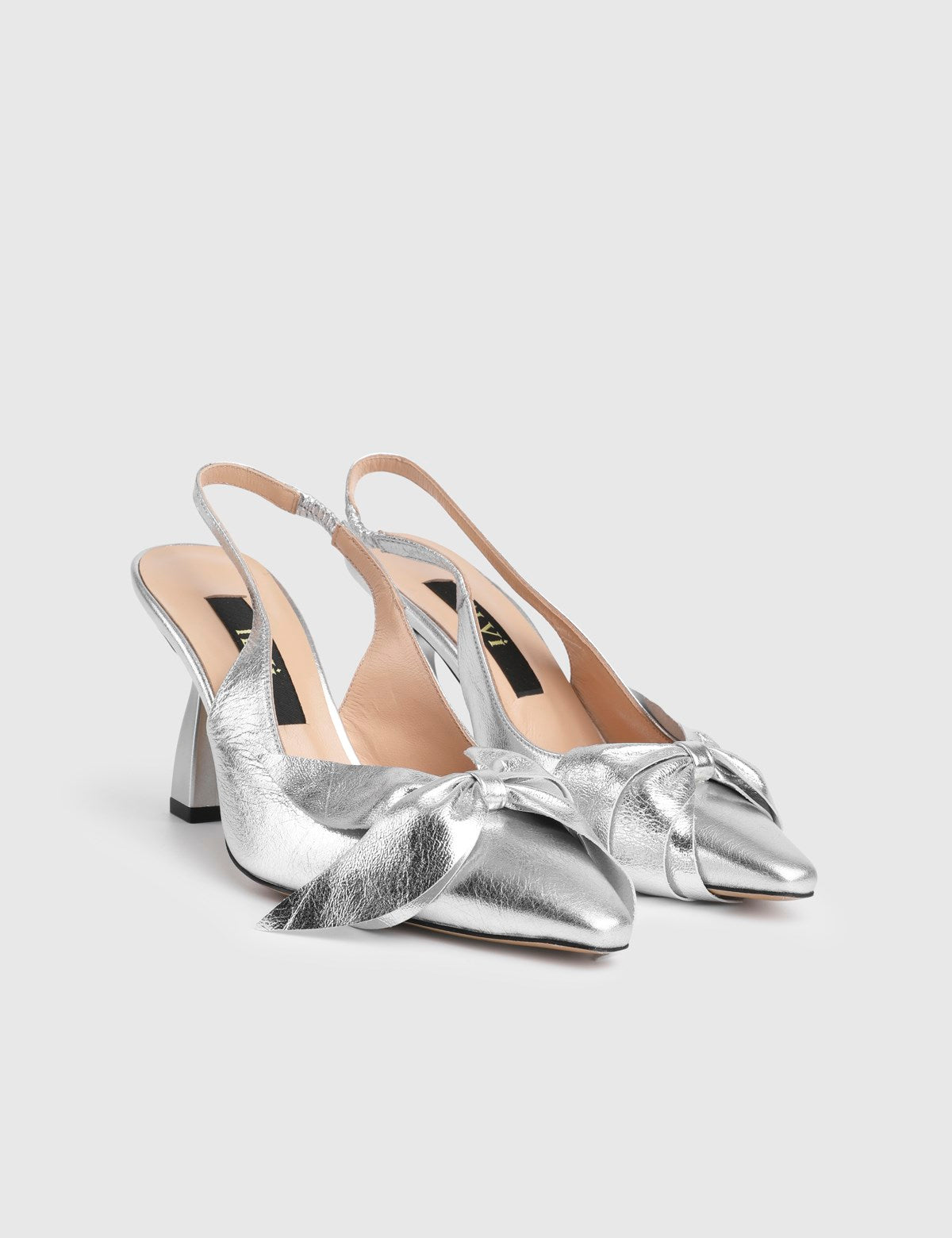 Denira Genuine Leather Women's Silver-Colored High-Heeled Sandals