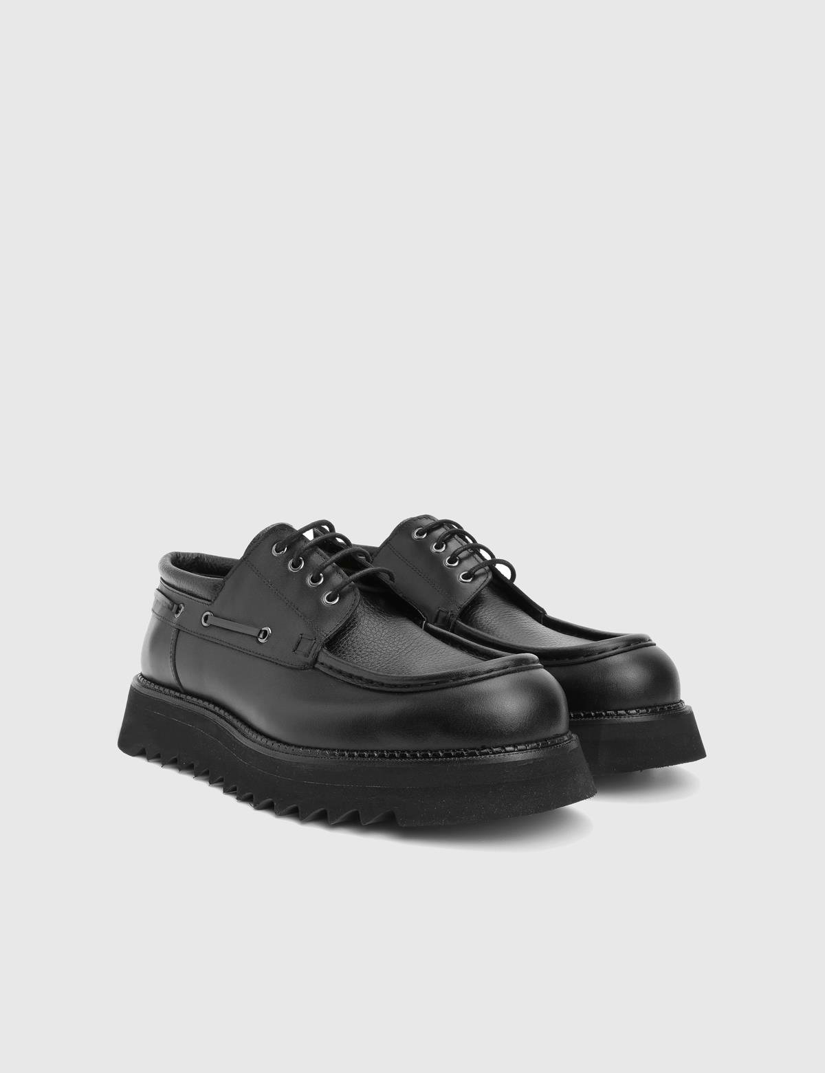 Derik Black Florentic Leather Deer Leather Men's Oxford
