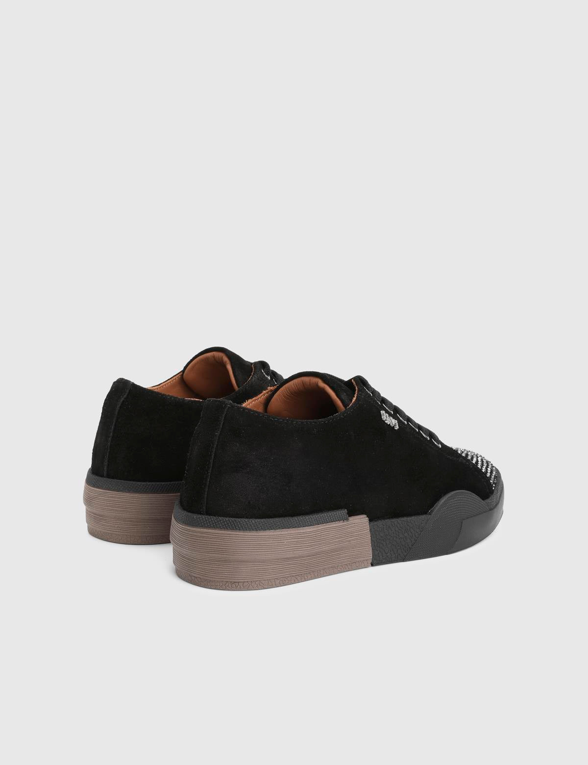 Desma Black Suede Leather Women's Sneaker with Stones