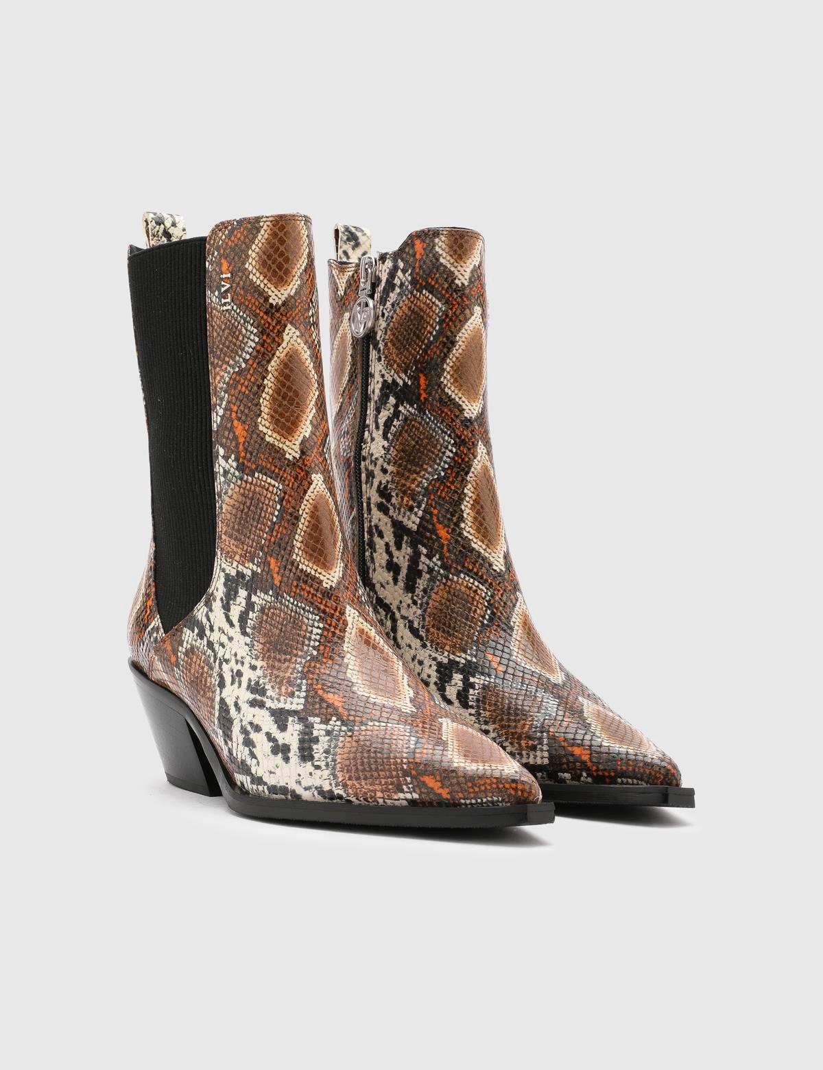 Diane Brown Printed Leather Women's Heeled Boot