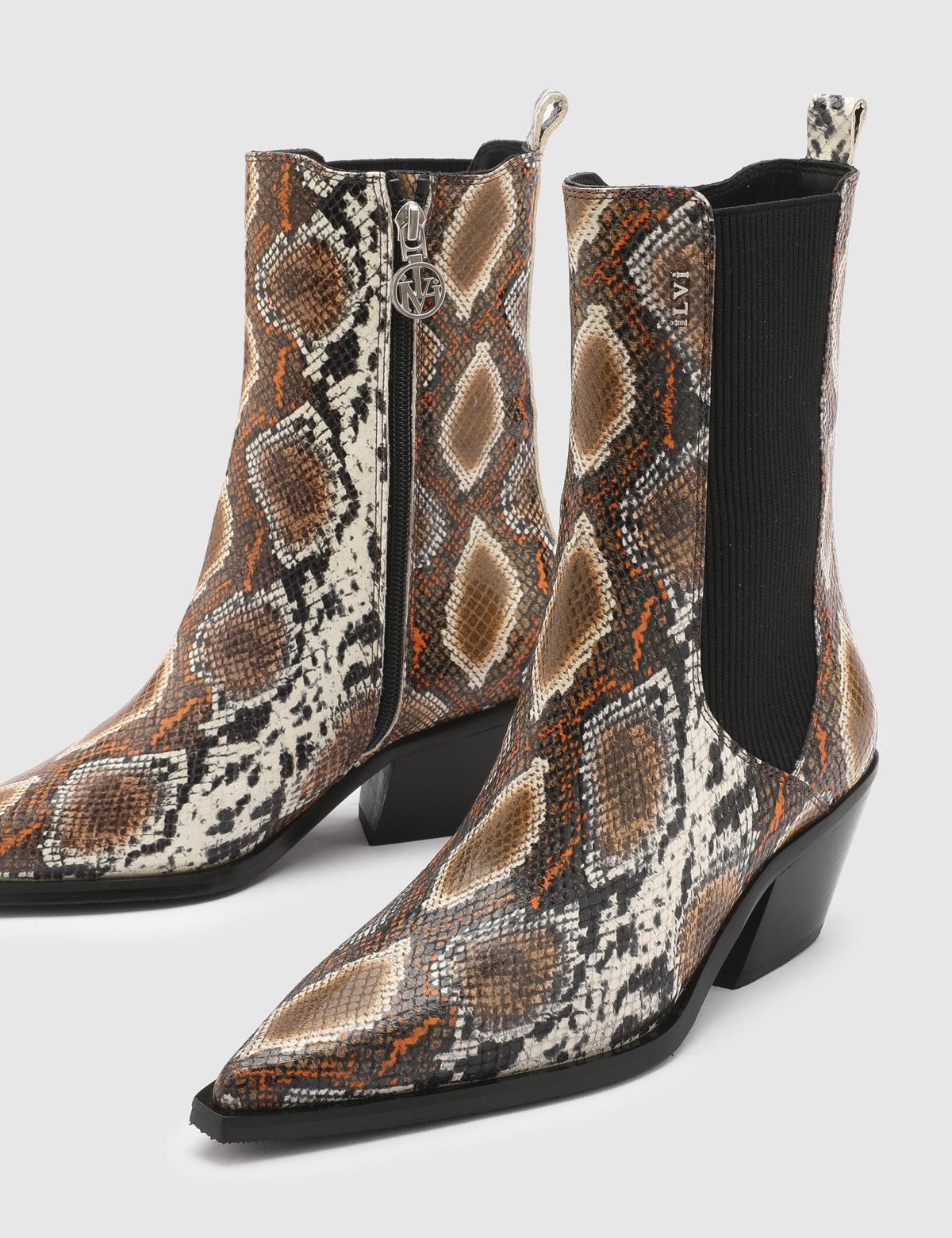 Diane Brown Printed Leather Women's Heeled Boot
