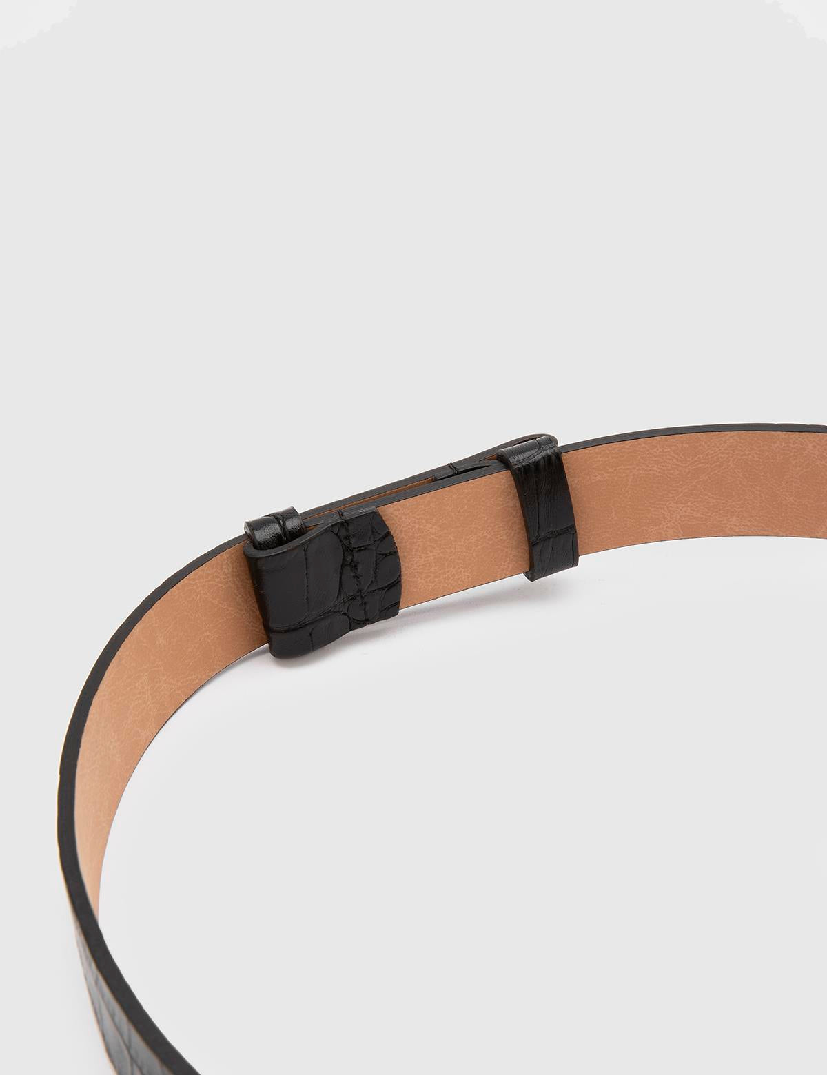 Dickson Black Leather Crocodile Women's Belt