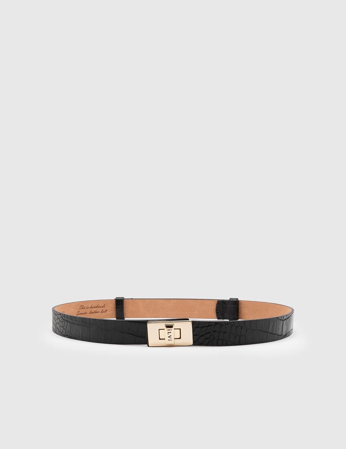 Dickson Black Leather Crocodile Women's Belt