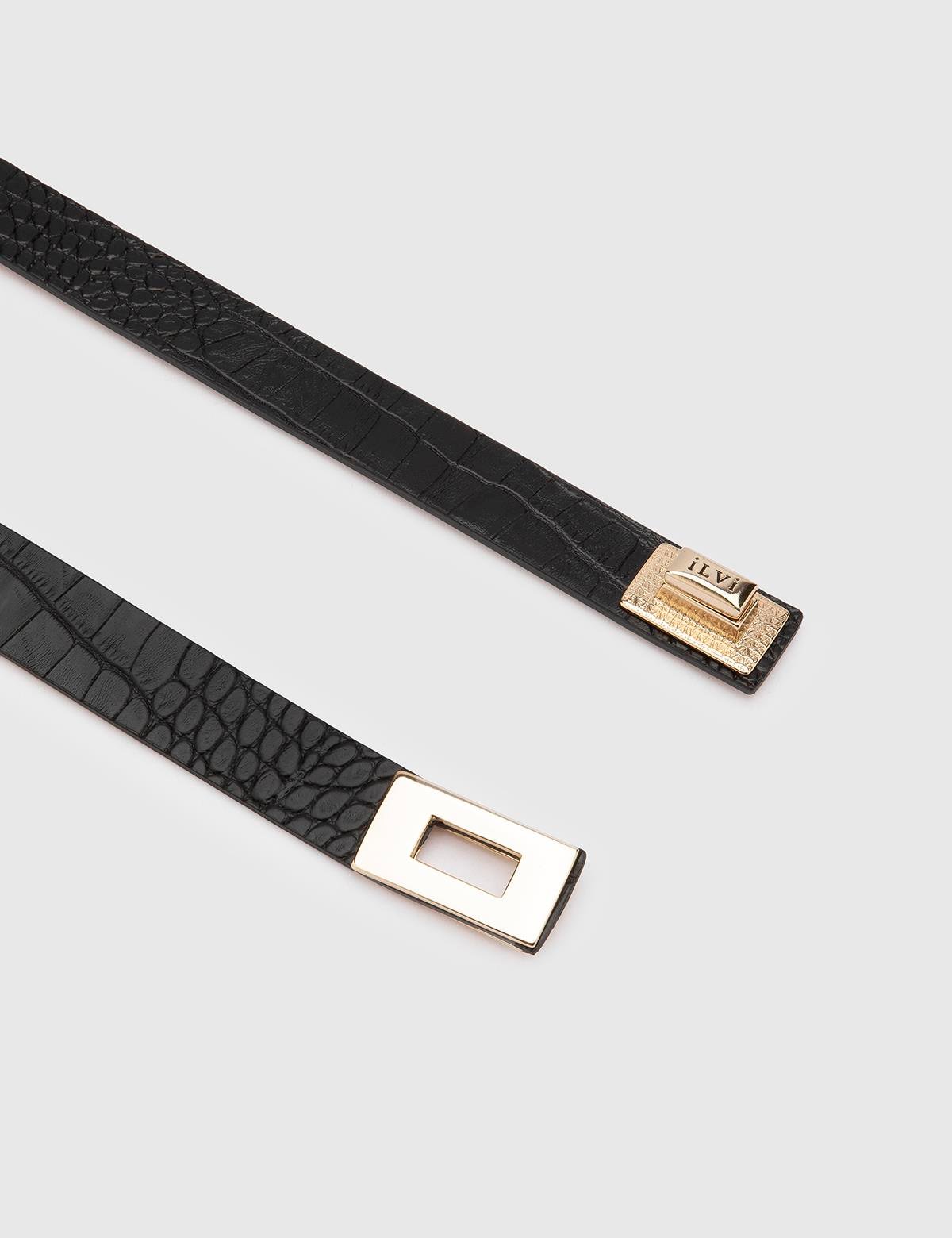 Dickson Black Leather Crocodile Women's Belt