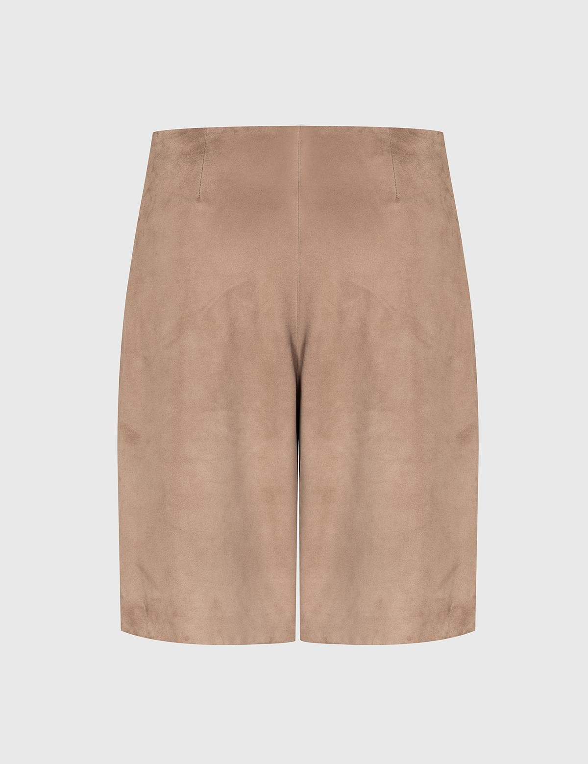 Diosa Beige Suede Women's Leather Skort