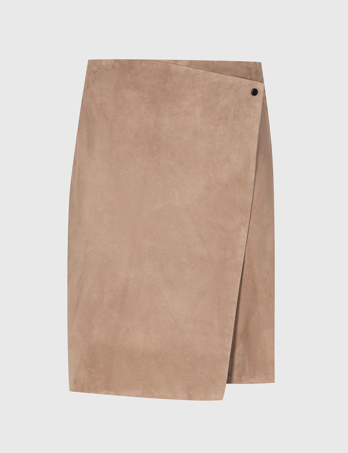 Diosa Beige Suede Women's Leather Skort