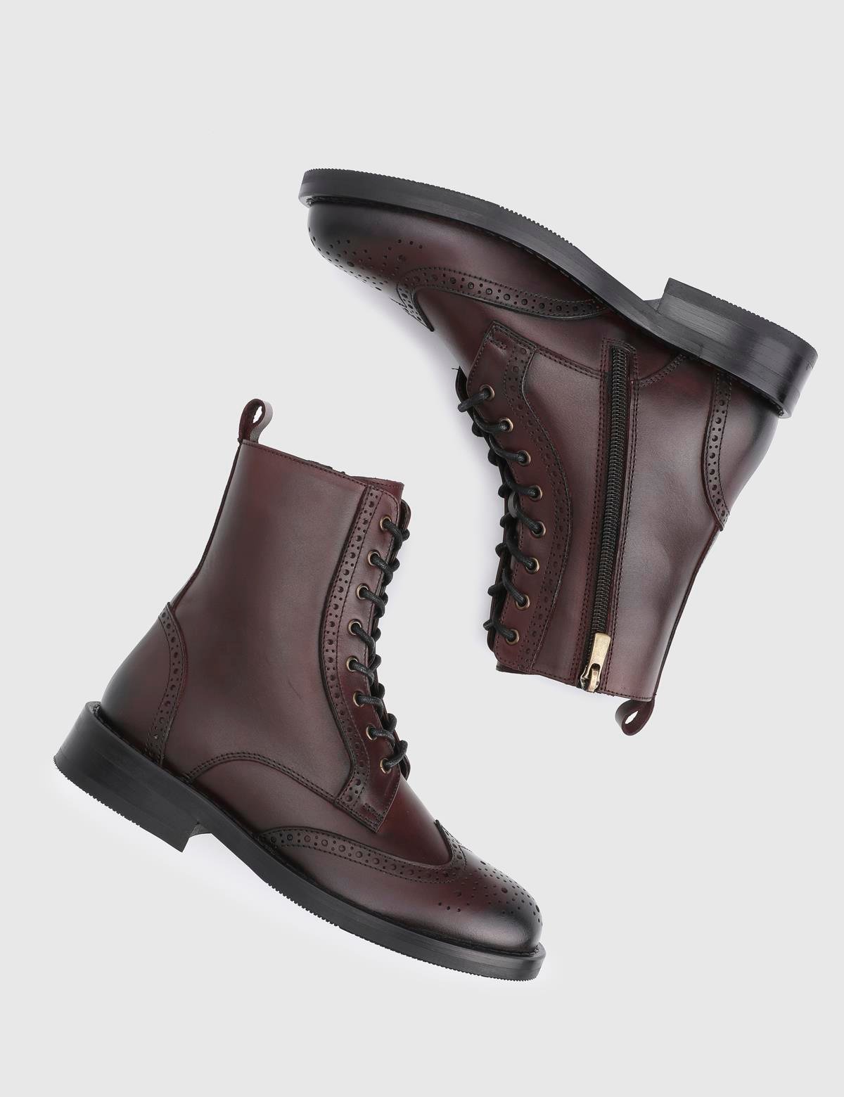 Djons Burgundy Leather Women's Boot